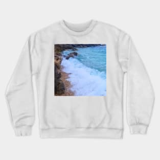 Blue Ocean Waves Against The Rocks Crewneck Sweatshirt